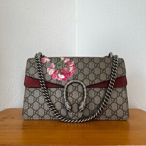 Gucci GG Supreme Beige/Pink Blooms Dionysus Chain Shoulder Bag + Dustbag